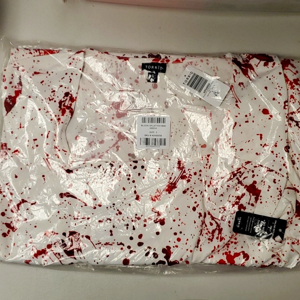 ❤️NWT TORRID BLOOD SPLATTER HALLOWEEN COSTUME SLASHER COSPLAY DRESS PLUS - Picture 9 of 12
